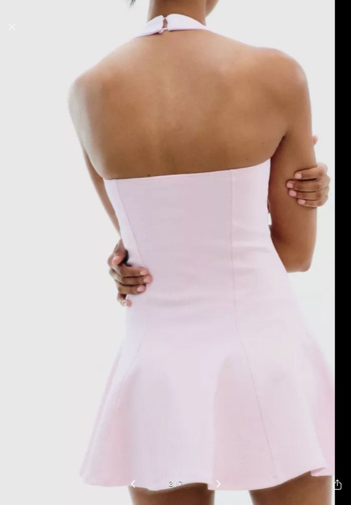Pembe zara halter yaka elbise - Görsel 2