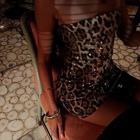 Leopar pullu mini elbise indirim olur