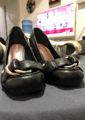 Kadın Siyah Deri Kemerli Blok Topuklu Stiletto - Görsel 2