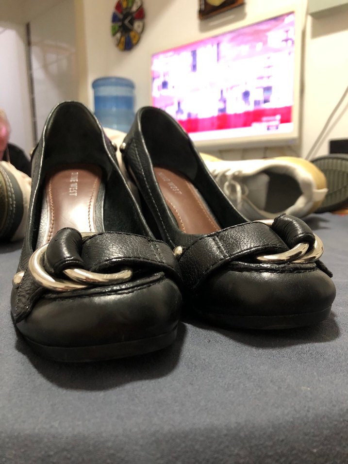 Kadın Siyah Deri Kemerli Blok Topuklu Stiletto - Görsel 2