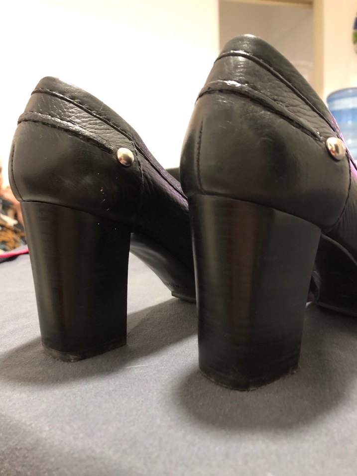 Kadın Siyah Deri Kemerli Blok Topuklu Stiletto - Görsel 3