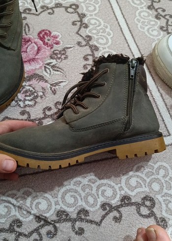 Kürklü Erkek Çocuk Gri Süet Bot - Görsel 2