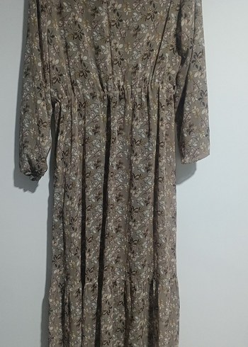 Bohem Tarz Uzun Kollu Bej Elbise - Görsel 2