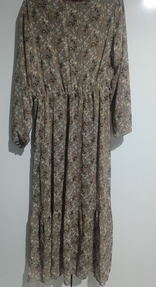 Bohem Tarz Uzun Kollu Bej Elbise - Görsel 2