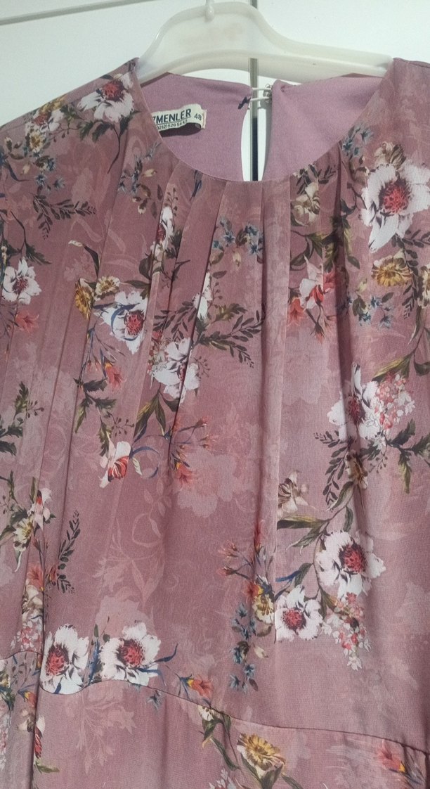 Pembe Çiçek Desenli Uzun Bohem Elbise - Görsel 2