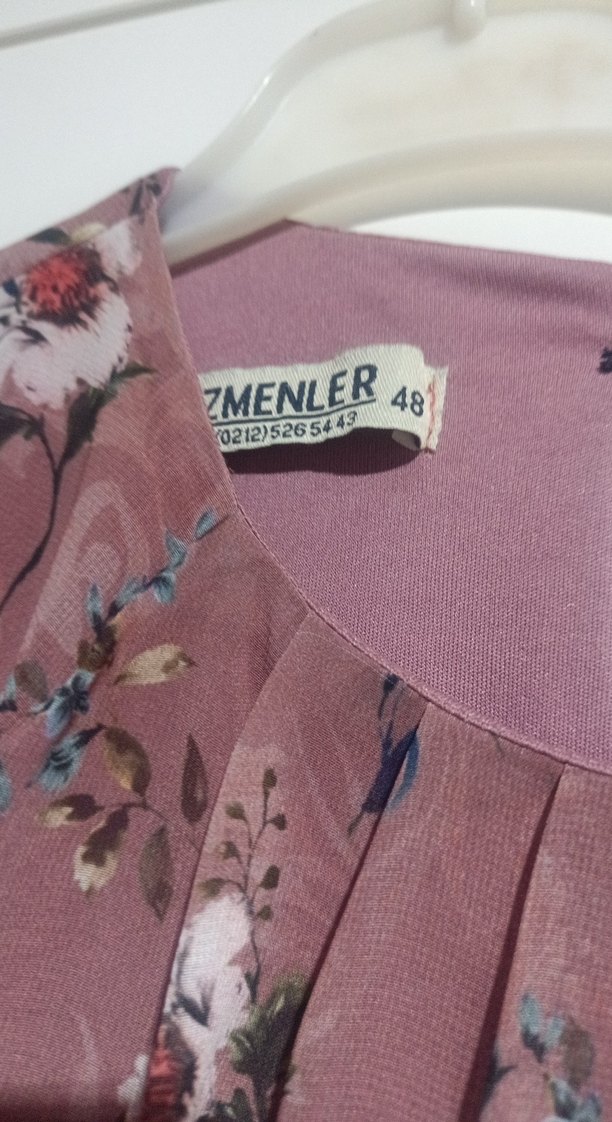 Pembe Çiçek Desenli Uzun Bohem Elbise - Görsel 3