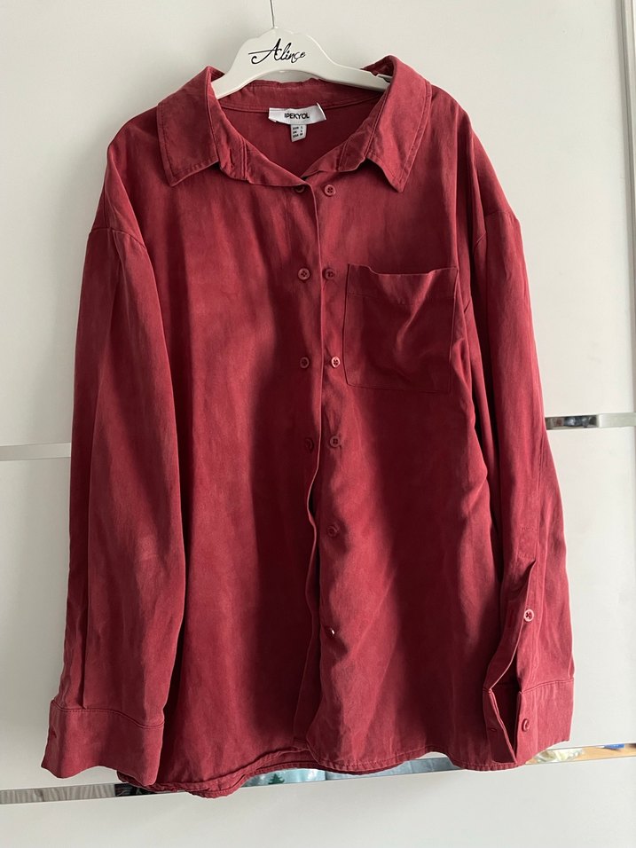 İpekyol Bordo Kadın Salaş Keten Gömlek - Görsel 2