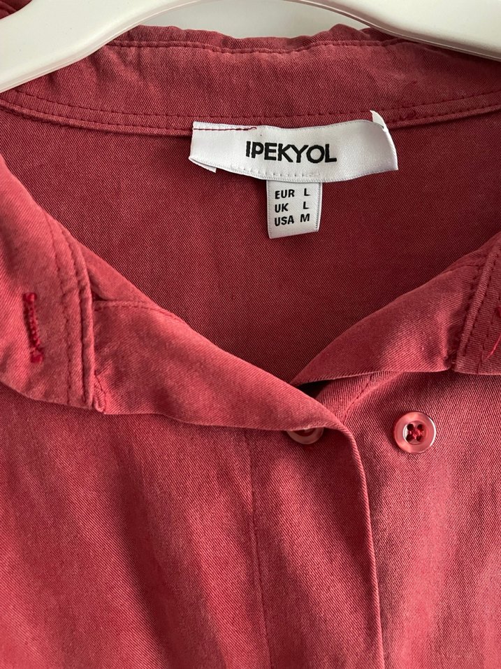 İpekyol Bordo Kadın Salaş Keten Gömlek - Görsel 4