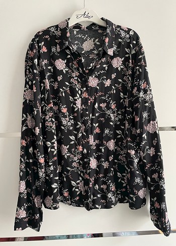 H&M Çiçek Desenli Düğmeli Uzun Kollu Kadın Gömlek - Görsel 2