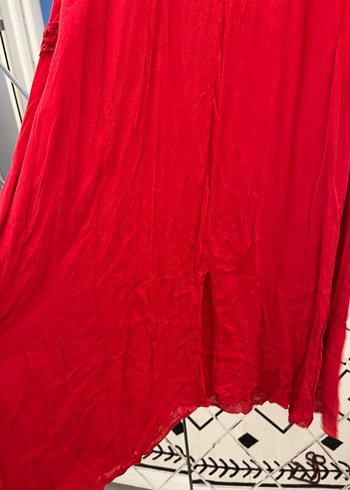 Kırmızı Bohem Nakışlı Uzun Kollu Elbise - Görsel 2