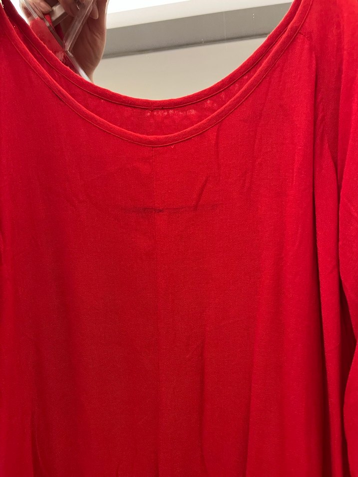 Kırmızı Bohem Nakışlı Uzun Kollu Elbise - Görsel 3