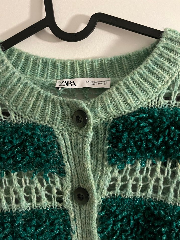 Yeşil Örgü Kadın Hırka - Görsel 2