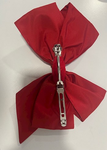 Kırmızı Saten Fiyonk Saç Aksesuarı - Görsel 2