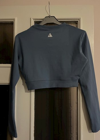 Mavi Uzun Kollu Crop Spor Üst - Görsel 3