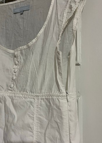 Beyaz Pamuklu Midi Bohem Elbise - Görsel 2