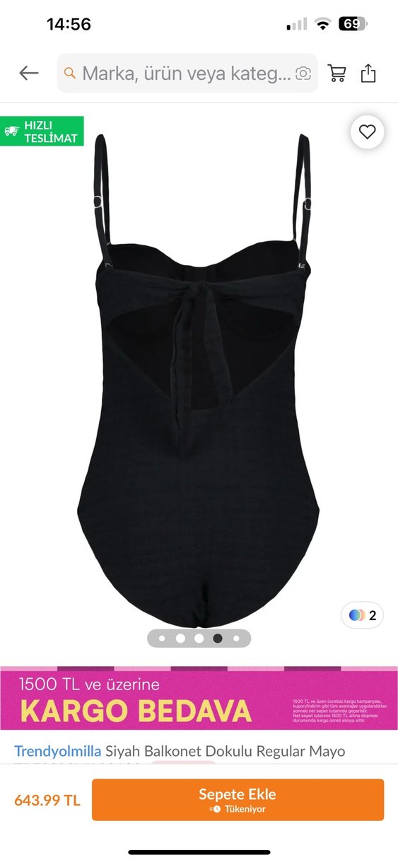 Siyah İnce Askılı Kadın Mayo - Görsel 4