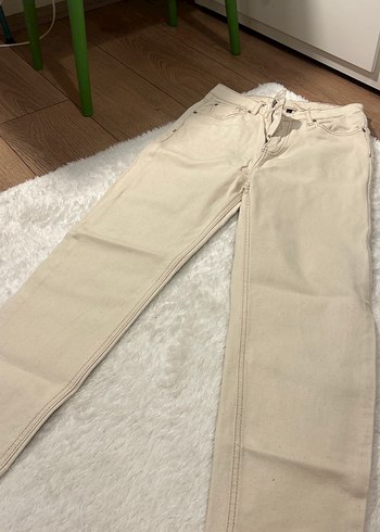 Bej Kadın Midi Boy Pamuklu Kot Pantolon