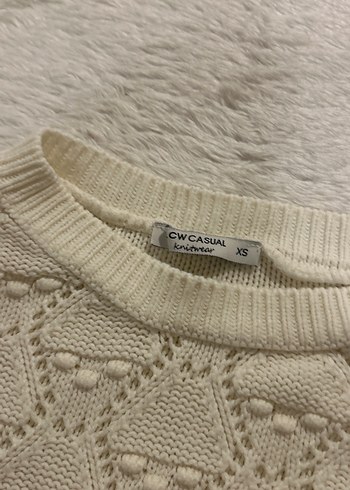 Beyaz Örgü Kadın Kazak - Görsel 4