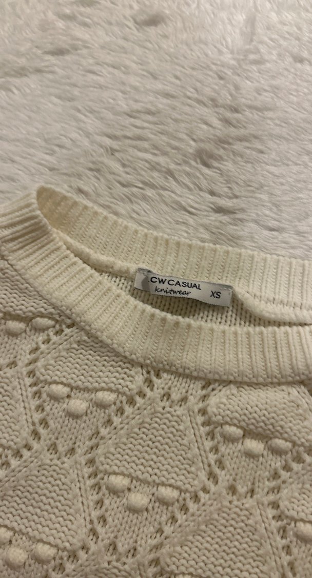 Beyaz Örgü Kadın Kazak - Görsel 4