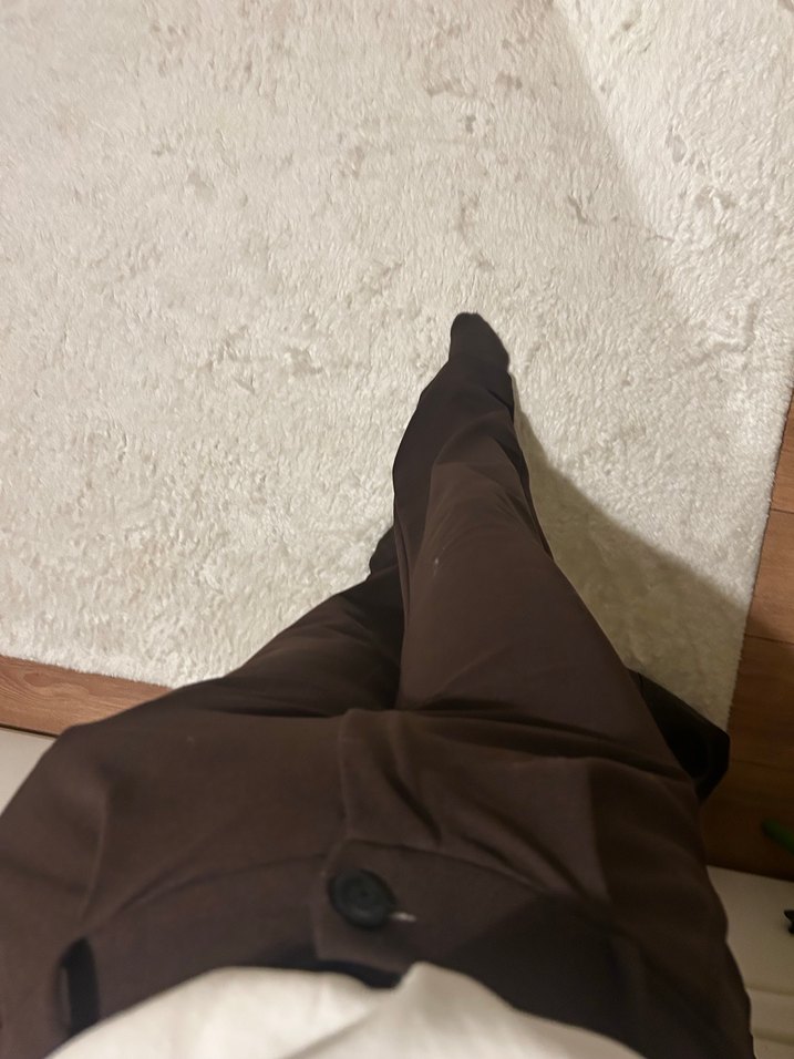 Kadın kahve  Pamuklu Kumaş Pantolon - Görsel 3