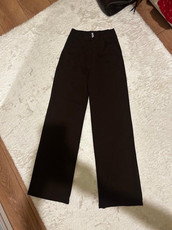 Kadın kahve  Pamuklu Kumaş Pantolon - Görsel 5