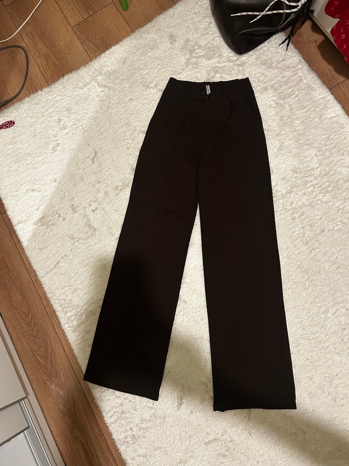 Kadın kahve  Pamuklu Kumaş Pantolon - Görsel 4