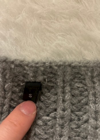 Gri V Yaka Örgü Kadın Hırka - Görsel 5