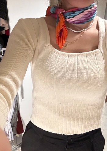 Bej Kadın Triko Uzun Kollu Kazak - Görsel 3