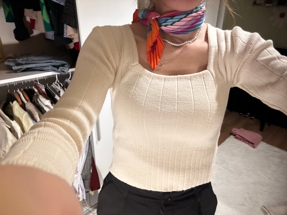 Bej Kadın Triko Uzun Kollu Kazak - Görsel 3