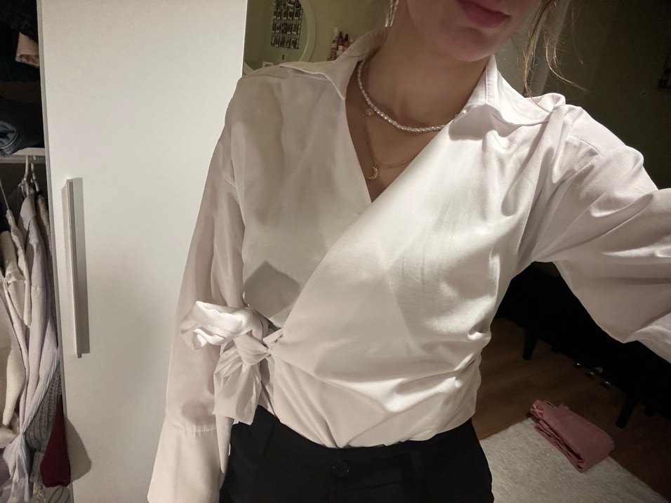 Kadın Beyaz Pamuklu Ofis Bluzu - Görsel 5