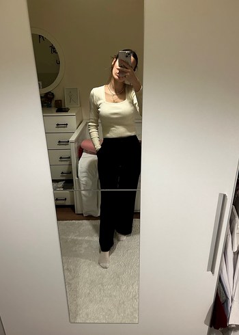 Siyah Kadın Kumaş Pantolon, Normal Boy, Regular Fit - Görsel 5