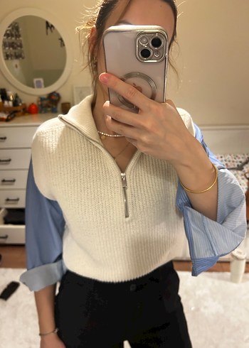 Gri Yüksek Yakalı Kadın Triko - Görsel 2