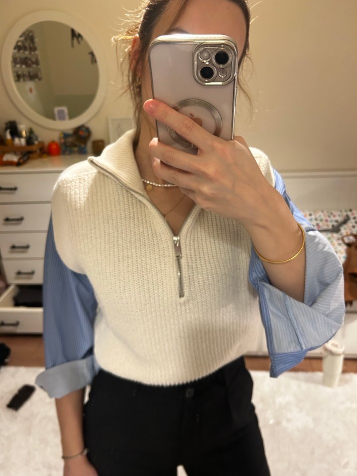 Gri Yüksek Yakalı Kadın Triko - Görsel 2