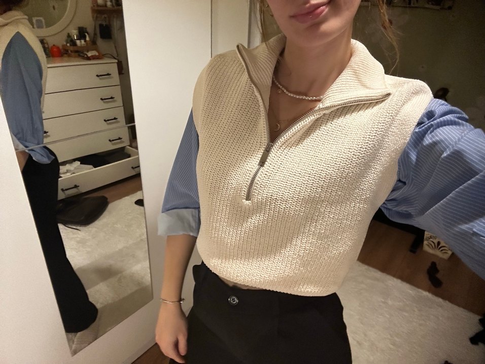 Gri Yüksek Yakalı Kadın Triko - Görsel 4