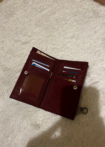 Bordo Deri Fermuarlı Kadın Cüzdanı - Görsel 4