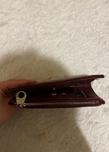 Bordo Deri Fermuarlı Kadın Cüzdanı - Görsel 5
