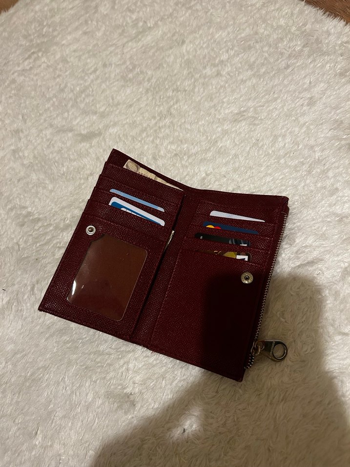 Bordo Deri Fermuarlı Kadın Cüzdanı - Görsel 4