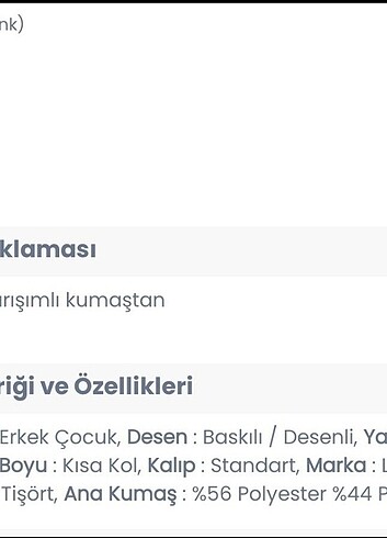 9 Yaş Beden LCW Erkek Çocuk Tişört