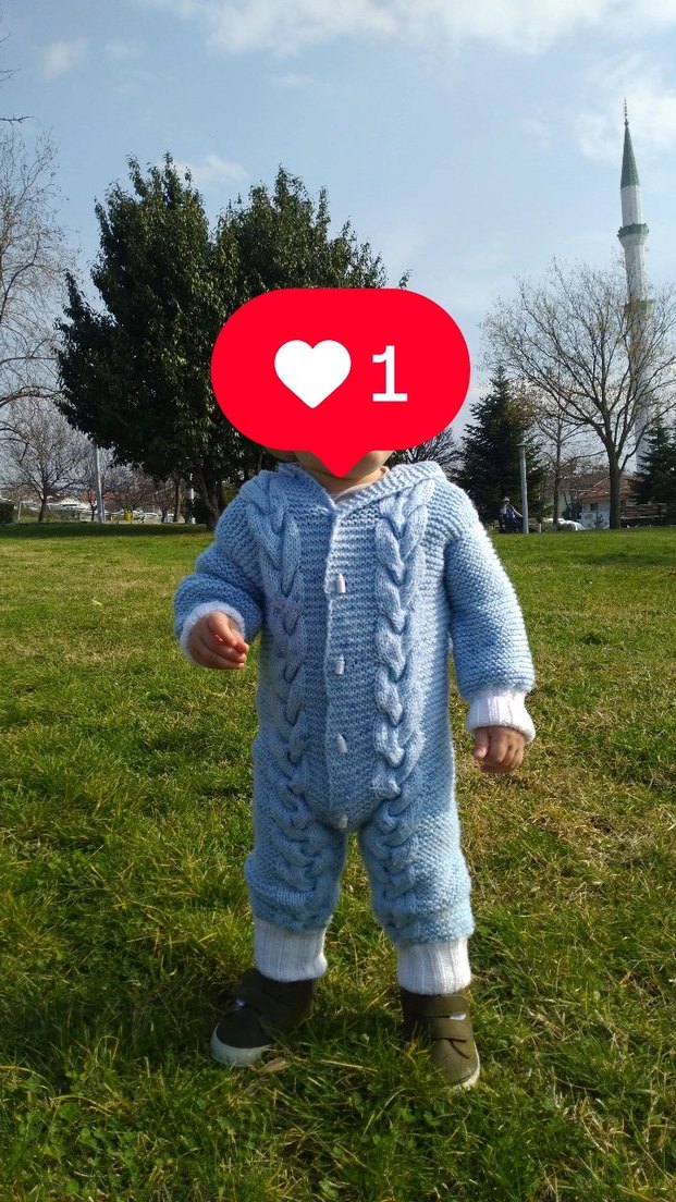 mavi Örgü Bebek Tulumu - Görsel 4