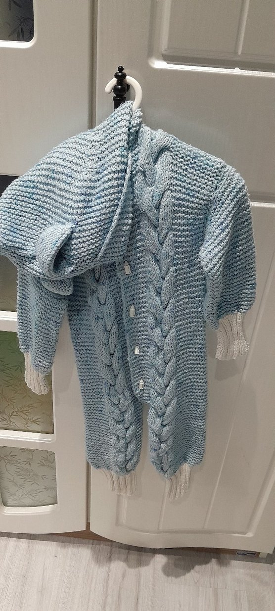 mavi Örgü Bebek Tulumu - Görsel 2