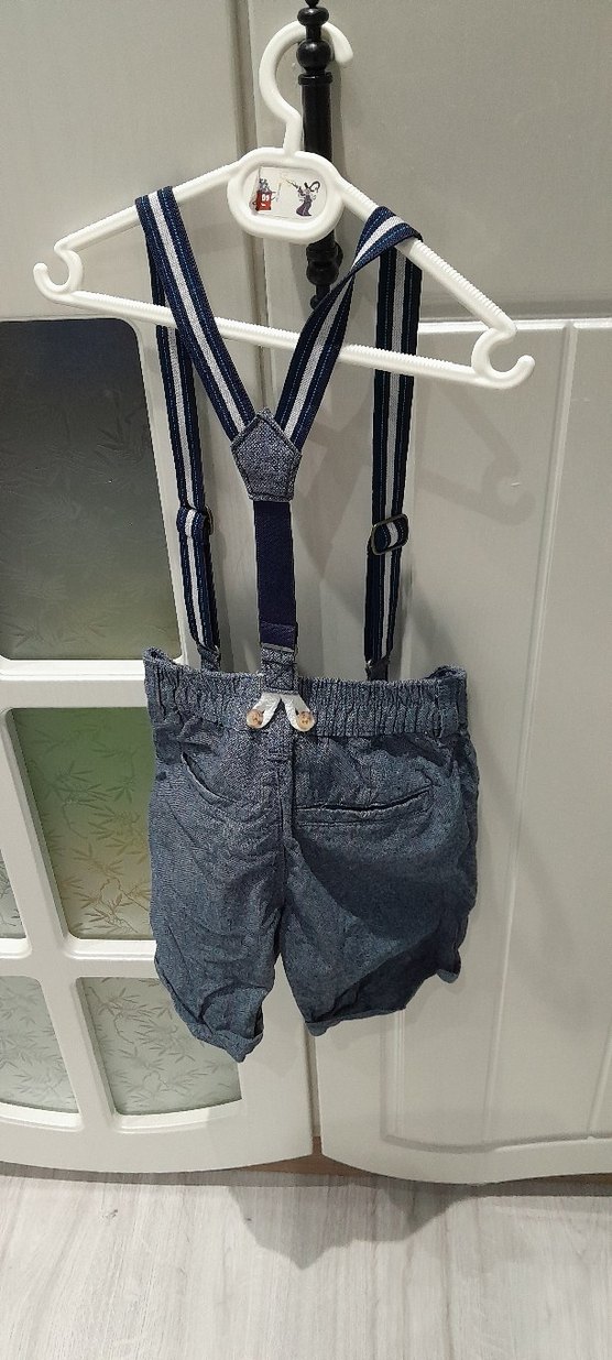 Gri Kot Askılı Çocuk Şortu - Görsel 2