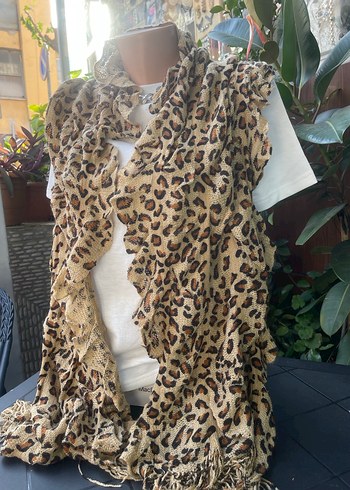 Leopar Desenli Kadın Şal yün - Görsel 3