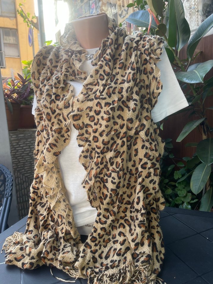 Leopar Desenli Kadın Şal yün - Görsel 3