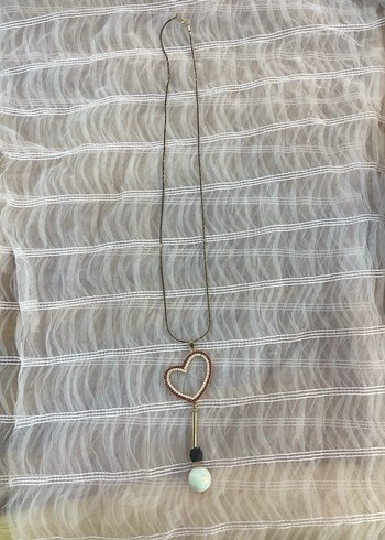 Boncuklu Altın Renkli Mini Kalp Kolye - Görsel 2