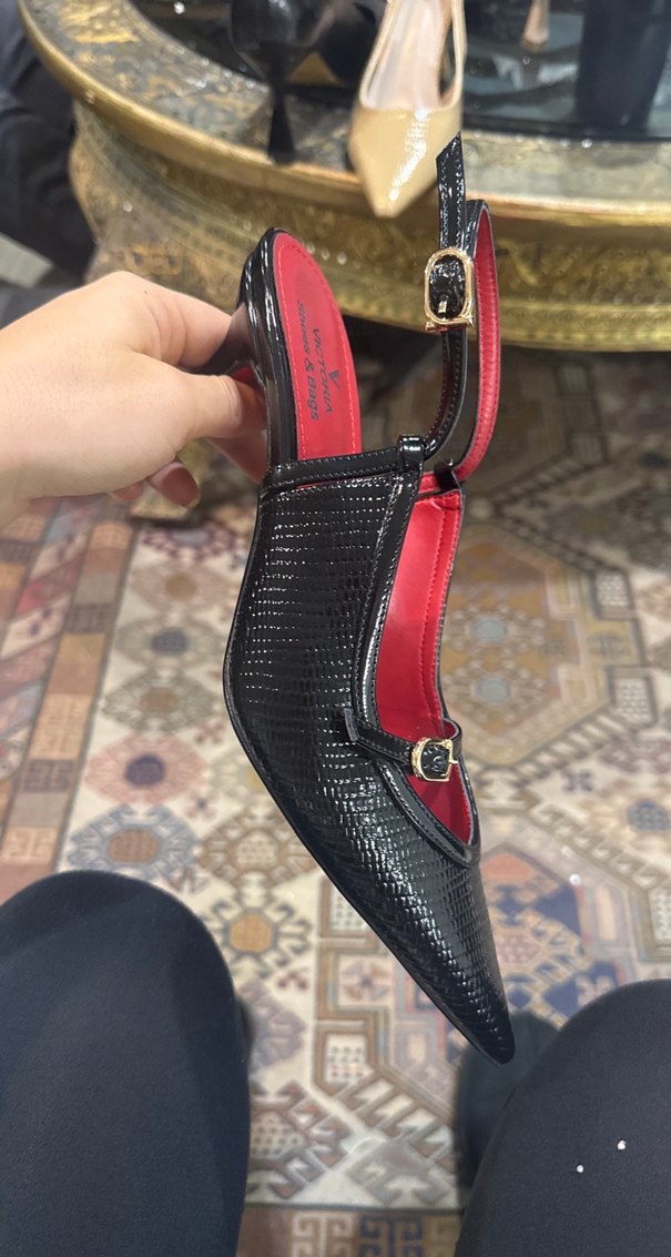 Victoria Siyah Croko Slingback Topuklu Ayakkabı 36-37-38-39-40 — görsel 2/5