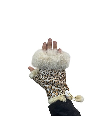 Leoparlı yünlü kalın Eldiven