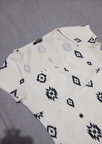 Bohem Gri Desenli V Yakalı Bluz - Görsel 6