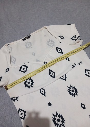 Bohem Gri Desenli V Yakalı Bluz - Görsel 9