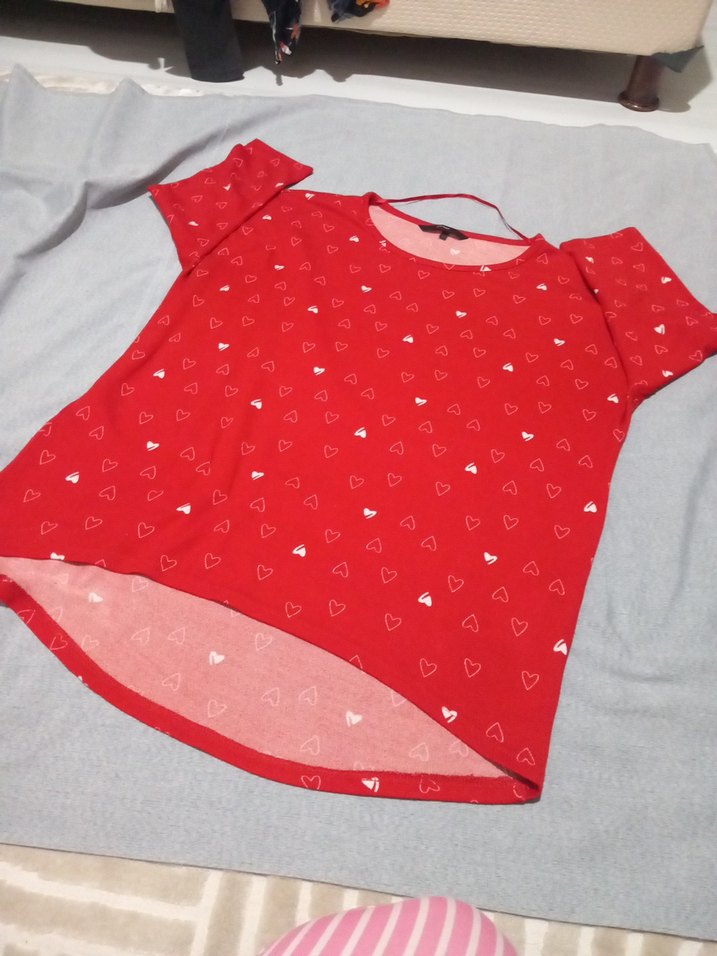 Kırmızı Uzun Kollu Hamile Tunik - Görsel 2