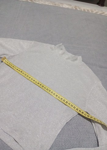 Gri Uzun Kollu Crop Top - Görsel 5